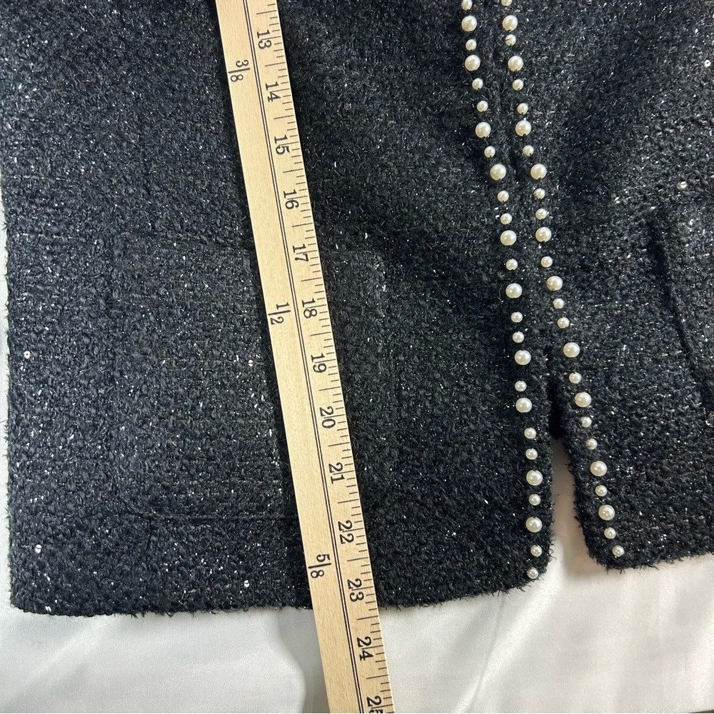 RSVP by Talbots Women’s Black Tweed Pearl-Trim Jacket Elegant Topper Size 10P - Picture 8 of 16
